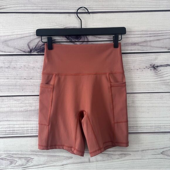 American Eagle Aerie Offline Rust Orange High Rise Bike Shorts - Picture 1 of 5